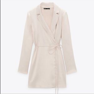 Zara Blazer Wrap Dress Satin Effect